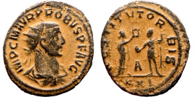Probus (276-282 AD). Antoninianus. Obv.: IMP C PROBVS P F AVG - Radiate, draped and cuirassed bust right. Rev.: RESTITVT ORBIS - Woman standing right ...