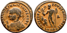 Licinius II (317-324 AD).AE follis. Obv.: D N VAL LICIN LICINIVS NOB C, Bustof Emperor. Rev.: IOVI CONSERVATORI, Jupiter standing left, chlamys across...