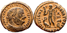Licinius I (308-324 AD) follis. Obv: IMP C VAL LICIN LICINIVS P F AVG - Radiate, draped & cuirassed bust of Licinius right. Rev: IOVI CONSERVATORI, Ju...