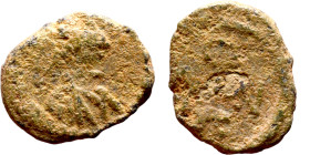 Justinian I (527-565) Pentanummium. Obverse: :D N IVSTINIANVS P P AVG, diademed, draped, and cuirassed bust right Reverse: Cross Monogram