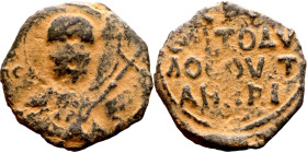Tancred (Regent: 1101-1103, 1104-1112). Follis. Antioch. Obverse: Nimbate facing bust of St. Peter, holding cruciform sceptre Reverse: + / KE BOI / ΘH...