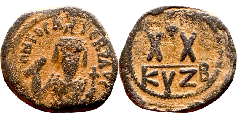 Phocas .(602-610). Half Follis. Obverse: Bust of Phocas Reverse: Large XX, cross...