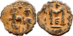 Heraclius and Hercalius. Constantine (610-641) Follis. Obverse: Heraclius on left, Heraclius Constaninte on right, . Reverse: ANNO, Large M, cross abo...