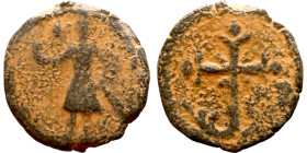 Baldwin II. Follis Edessa. Obverse: Standing Figure. Reverse: Cros
