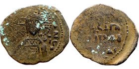 Justin I (518-527) Follis Obverse: :D N IVSTINVS PP AVG, diademed, draped, and cuirassed bust right Reverse: Large M