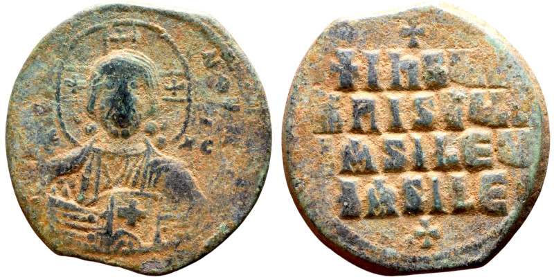 Anonymous Follis attributed to Basil II (976-1025) Obverse: +ЄMMA-NOVH / IC-XC N...