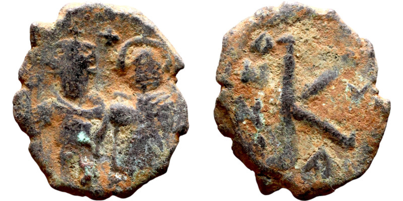 Heraclius and Hercalius. Constantine (610-641) Half Follis. Obverse: Heraclius o...