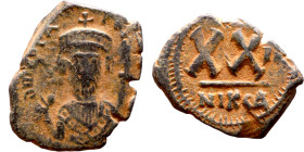 Phocas .(602-610). Half Follis. Obverse: Bust of Phocas Reverse: Large XX, cross above