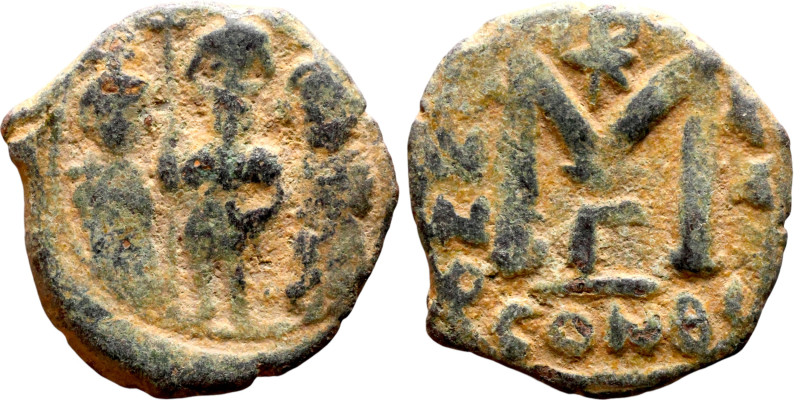 Heraclius, Martina and Heraclius Constantine (610-641) Follis Obverse: From left...