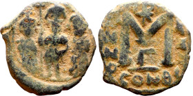 Heraclius, Martina and Heraclius Constantine (610-641) Follis Obverse: From left, Martina, Heraclius, heraclius Constantine Reverse: Large M, ANNO,