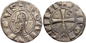Principality of Antioch. Bohemond III (1163-1201) Denier. Antioch. Obverse: BOAИVHDVS, helmeted and mailed head left; crescent before, star behind Rev...