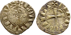 Principality of Antioch. Bohemond III (1163-1201) Denier. Antioch. Obverse: BOAИVHDVS, helmeted and mailed head left; crescent before, star behind Rev...