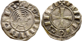 Principality of Antioch. Bohemond III (1163-1201) Denier. Antioch. Obverse: +BOANVHNÞIIS; uncovered prince's head to right. Reverse: +ANTIOCHIA; cross...