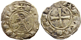 Principality of Antioch. Bohemond III (1163-1201) Denier. Antioch. Obverse: BOAИVHDVS, helmeted and mailed head left; crescent before, star behind Rev...