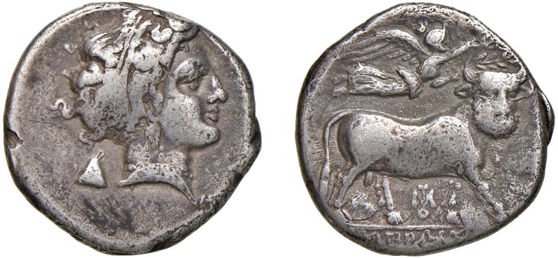 CAMPANIA - NEAPOLIS (circa 320-300 a. C.) DIDRAMMA gr.7,2 - D/Testa diademata di...