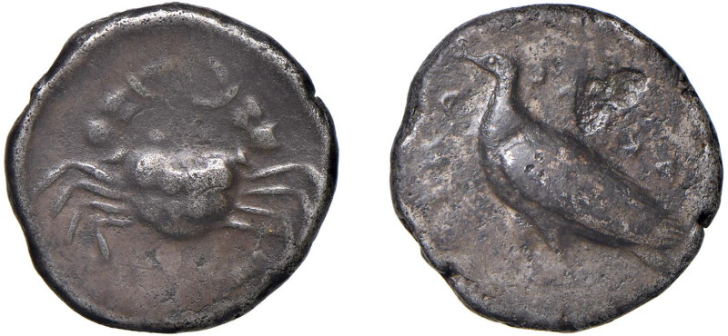 SICILIA - AKRAGAS (520-500 sec. a.C.) TETRADRAMMA gr.8,6 - D/Aquila a s. con ali...