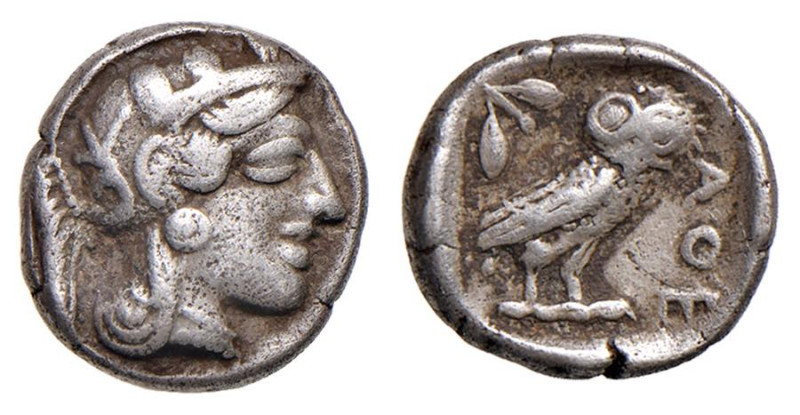 ATTICA - ATENE (circa 440-404 a.C.) DRACMA gr.4,20 - D/Testa di Atena a d. con e...