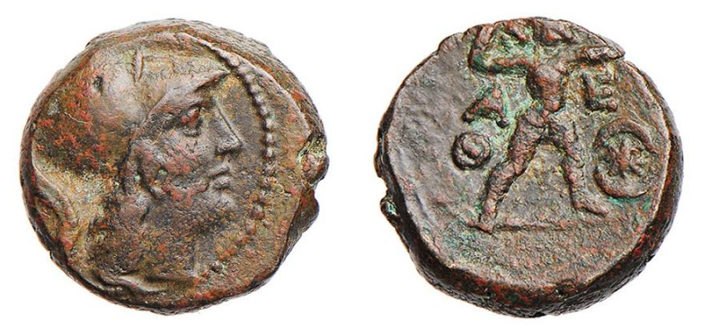 ATTICA - ATENE (100-75 a.C.) BRONZO gr.8,4 - D/Testa di Athena a d. con elmo cor...
