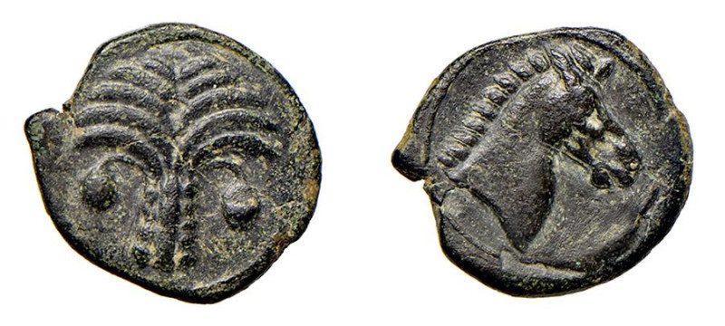 ZEUGITANIA - CARTAGINE (300-364 a.C.) BRONZO Ø mm. 17,5 - D/Protome equina a d. ...
