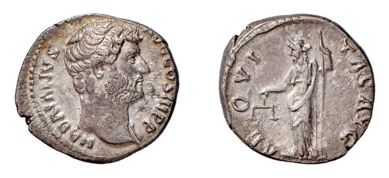 ADRIANO (117-138) DENARIO - D/Testa nuda a d. HADRIANVSAVGCOSIIIPP R/Lâ€™Aequita...