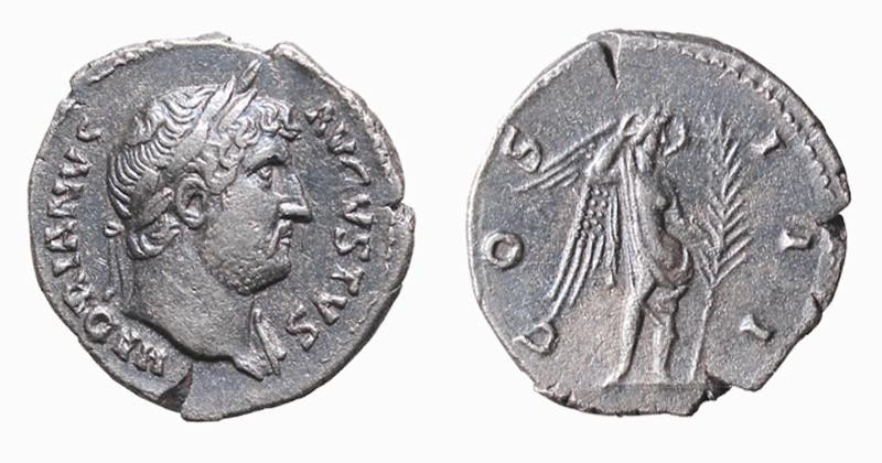 ADRIANO (117-138) DENARIO - D/Busto laureato a d. con leggero drappeggio sulla s...