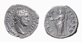 ANTONINO PIO (138-161) DENARIO - D/Testa laureata a d. ANTONINVS AVG PIVS P P TR P COS III R/La Clementia stante a s. tiene patera e scettro. CLEMENTI...