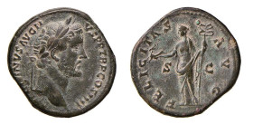 ANTONINO PIO (138-161) SESTERZIO gr.25,5 - D/Testa laureata a d. ANTONINVS AVG PIVS P P TR P COS IIII R/La Felicitas stante a s. con caduceo e caprico...
