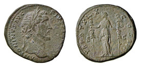 ANTONINO PIO (138-161) SESTERZIO gr.27,4 - D/Testa radiata a d. ANTONINVS AVG PIVS P[ P IMP II] R/La Concordia stante a s. tenendo uno stendardo per o...