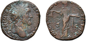 ANTONINO PIO (138-161) DUPONDIO - D/Testa radiata a d. R/La Liberalitas stante a s. con berretto - Ae - C. 539 - RIC 920 BB
