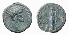 ANTONINO PIO (138-161) ASSE - D/Testa laureata a d. ANTONINVS AVG PIVS P P TR P COS III R/L'Annona su vascello stante a d. e tiene una cornucopia con ...