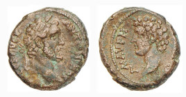ANTONINO PIO (138-161) BRONZO - D/Busto laureato di Antonino Pio a d. R/Testa nuda di Marcaurelio a s. - Ae BB