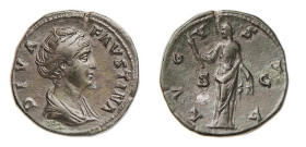 FAUSTINA MADRE (†141) Moglie di Antonino Pio - SESTERZIO gr.23,4 - D/Busto a d. con capelli raccolti DIVA FAVSTINA R/Cerere stante con una torcia e du...