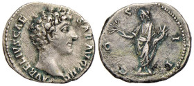 MARCAURELIO (161-180) DENARIO - D/Testa nuda a d. R/Honos stante con ramoscello a s. COS II - Ae - C.105 qSPL