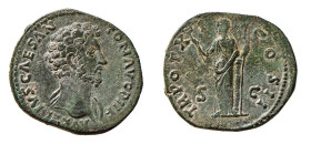 MARCAURELIO (161-180) SESTERZIO gr.23,0 - D/Busto con testa nuda a d. AVRELIVS CAES AN - TON AVG PII F R/La Felicitas stante a s. TR POT XII - COS II ...