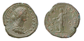 FAUSTINA FIGLIA (†175) Moglie di Marcaurelio - SESTERZIO gr.29,1 - D/Busto drappeggiato a d. FAVSTINA AVGVSTA R/Giunone stante a s. con patera e scett...