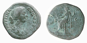 FAUSTINA FIGLIA (†175) Moglie di Marcaurelio - SESTERZIO gr.30,8 - D/Busto drappeggiato a d. FAVSTINA AVGVSTA R/Venus seduta a s. con vittoria e scett...