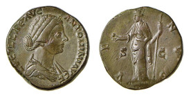 LUCILLA (164-182) Moglie di Lucio Vero - SESTERZIO gr.22,0 - D/Busto drappeggiato a d. LVCILLAE AVG ANTONINI AVG F R/Venus stante con scettro a s. men...