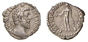 COMMODO (177-192) DENARIO - D/Testa laureata a d. M COMM ANT P FEL AVG BRIT R/Il genio nudo stante a s. tiene spighe di grano e patera P M TR P XIII. ...