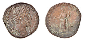 COMMODO (177-192) SESTERZIO gr.25,3 - D/Testa laureata a d. M COMMODVS ANT P FEL IX AVG BRIT R/La Concordia stante a s. con patera e scettro CONC COMM...