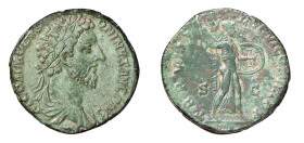 COMMODO (177-192) SESTERZIO gr.19,0 - D/Busto laureato e drappeggiato a d. MCOMMODVS ANT ONINVS AVG PIVS R/Minerva stante a s. brandisce la lancia e t...