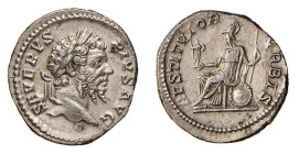 SETTIMIO SEVERO (193-211) DENARIO - D/Testa laureata a d. SEVERVS PIVS AVG R/Roma seduta a s. con sotto lo scudo tiene scettro e palladium RESTITVTOR ...