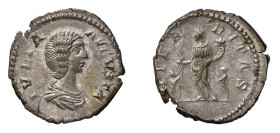 GIULIA DOMNA (†217) Moglie di Settimio Severo - DENARIO - D/Busto drappeggiato a d. IVLIA AVGVSTA R/La Hilaritas stante a s. con ramo di palma e cornu...
