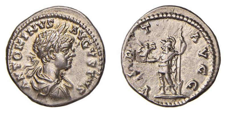 CARACALLA (198-217) DENARIO - D/Busto giovanile drappeggiato e laureato a d. ANT...
