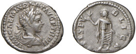CARACALLA (198-217) DENARIO - D/Busto laureato e corazzato a d. IMP CAEM AVR ANT AVG PTR P R/La Spes avanza verso s.tenendo in mano un fiore e solleva...