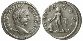 GETA (198-209) DENARIO - D/Busto a testa nuda a d. PSEPTIMIVSGETACAES R/Il Genio presso un altare PONTIF COSII - Ar - C.114 BB+