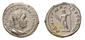 MACRINO (217-218) DENARIO - D/Busto corazzato e laureato a d. IMP C M OPEL SEV MACRINVS AVG R/Giove stante in piedi a s. con scettro e fulmine PONTIF ...