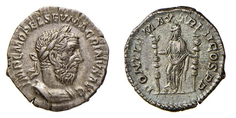 MACRINO (217-218) DENARIO - D/Busto corazzato e laureato a d. IMP C M OPEL SEV M...