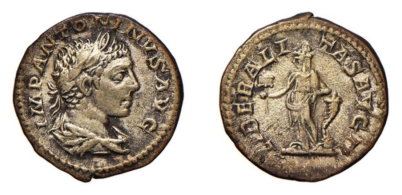 ELIOGABALO (220-222) DENARIO - D/Busto drappeggiato e laureato a d. IMP ANTONINV...