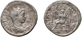 ELIOGABALO (218-222) ANTONINIANO - D/Busto radiato, drappeggiato e corazzato a d. R/La Fides seduta a s. tiene l'aquila nella mano d. e lo stendardo c...