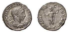 ALESSANDRO SEVERO (222-235) DENARIO - D/Busto drappeggiato e laureato a d. IMP C M SEV ALEXAND AVG R/Marte in piedi a s. con ramo e scettro. MARTI PA ...